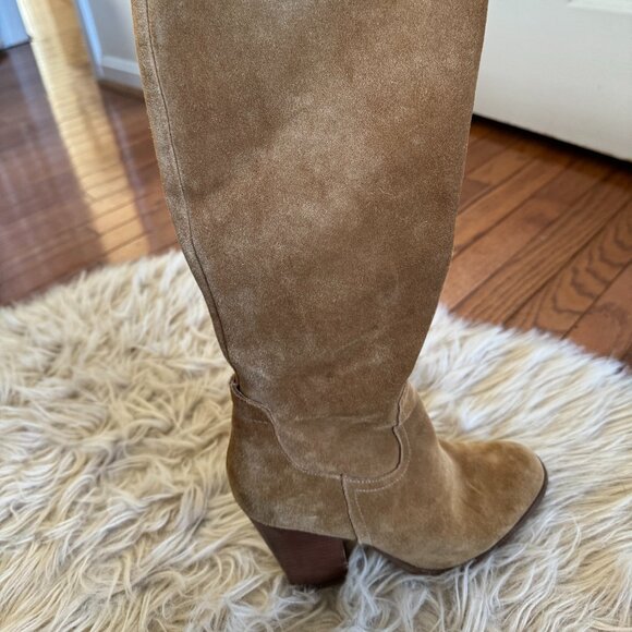 Camel suede block heel western look boot- size 7.5 - Picture 13 of 14
